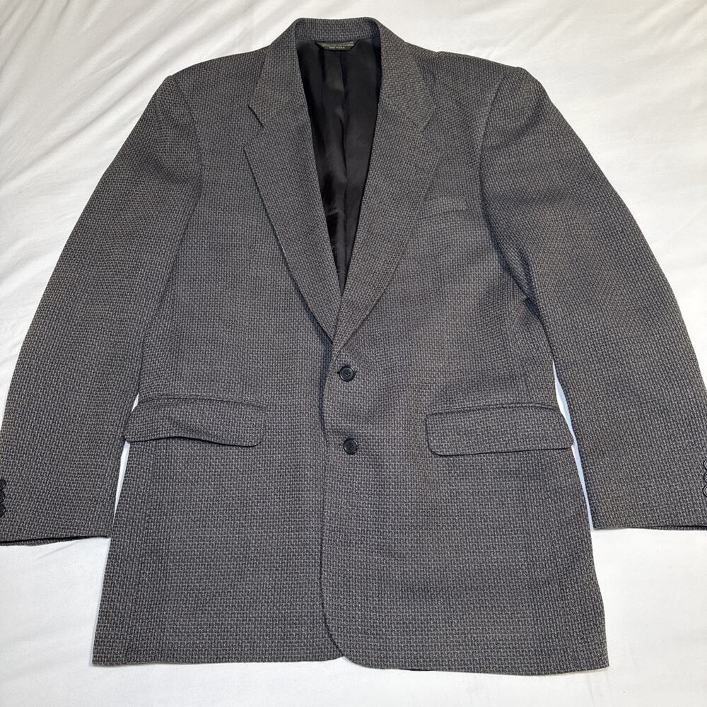 Lineage Soft Sport Coat Mens 42 Brown Black Blazer Jacket Pure Wool VTG USA